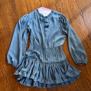 Misa Los Angeles Blue Ruffle Dress